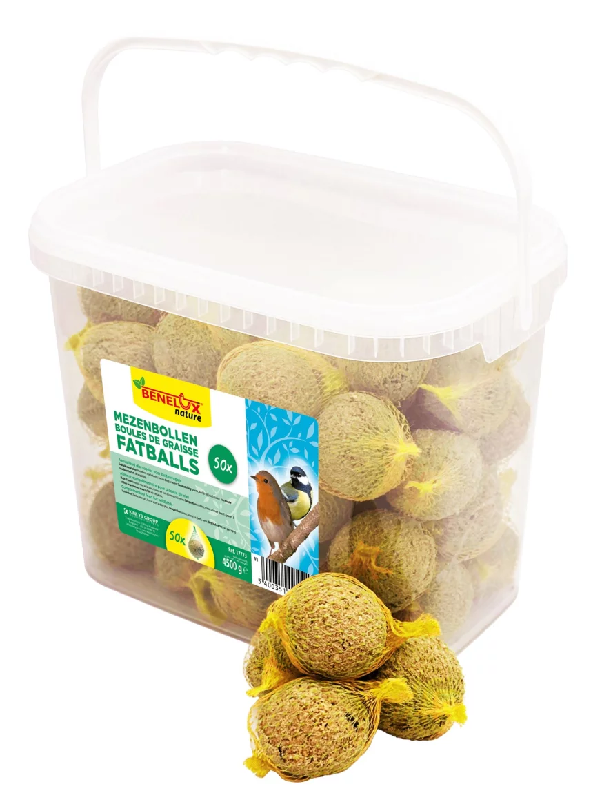 MEZENBOLLEN VOOR TUINVOGELS 50 ST VIERKANT EMMER MET NET